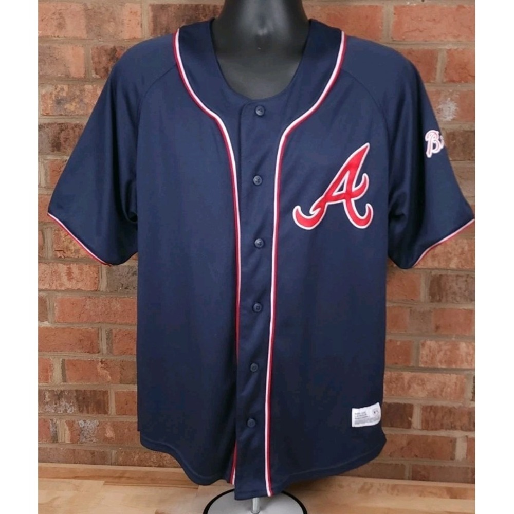 Genuine Merchandise Dynasty Atlanta Braves Size Large Baseball Blank Blue Jersey